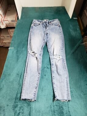 Gap Jeans Size 2 Womens Blue Stretch Fray Hem Pants Ladies Mid Rise Legging